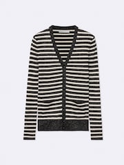 AllSaints White Kay Stripe Cardigan - Image 8 of 8