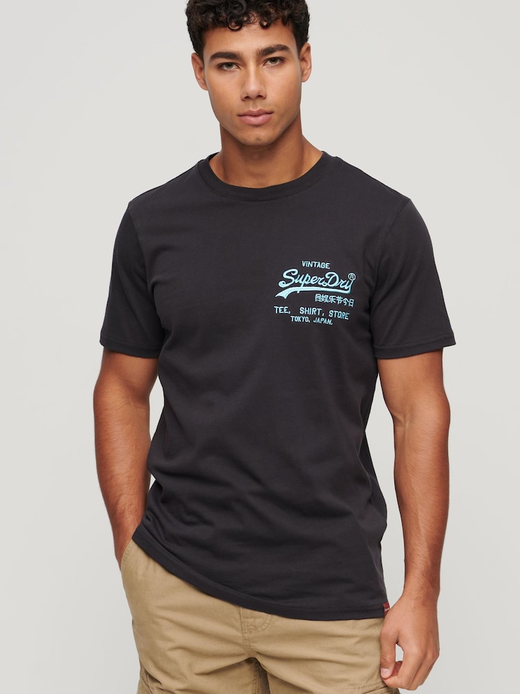 Superdry Black Neon VL T-Shirt - Image 1 of 1