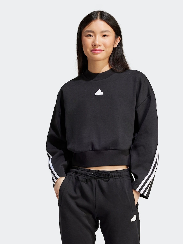 adidas Black Sportswear Future Icons 3-Stripes Sweatshirt - Image 1 of 6