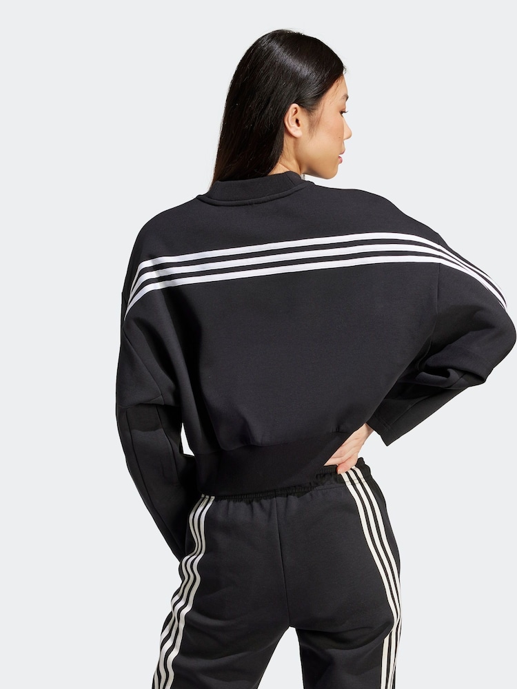 adidas Black Sportswear Future Icons 3-Stripes Sweatshirt - Image 2 of 6