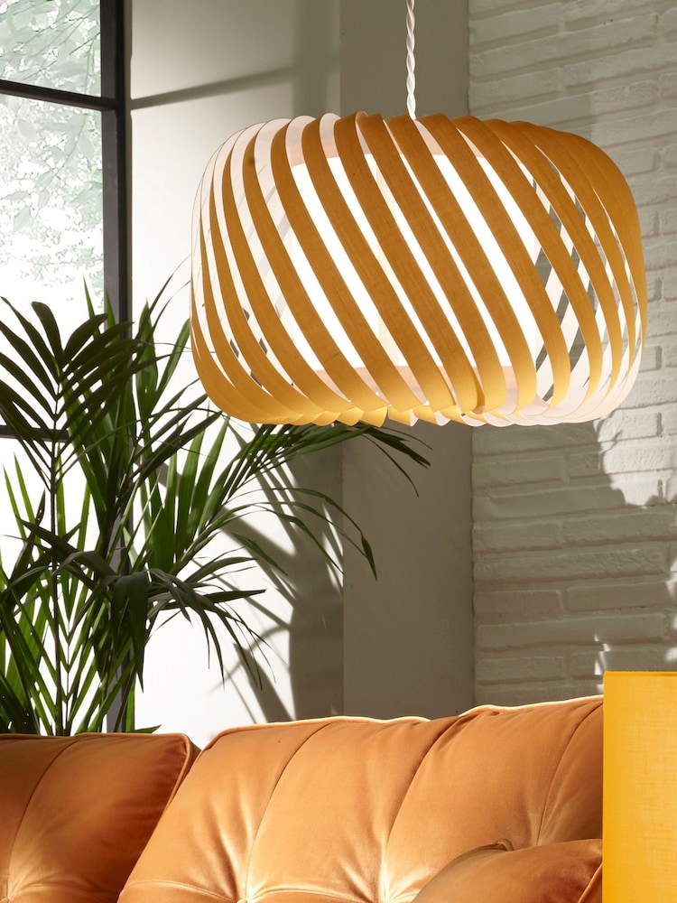 Village At Home Yellow Ribbon 100% Cotton Pendant Shade - Image 1 of 2 Village At Home Yellow Ribbon 100% Cotton Pendant Shade - Image 1 of 2