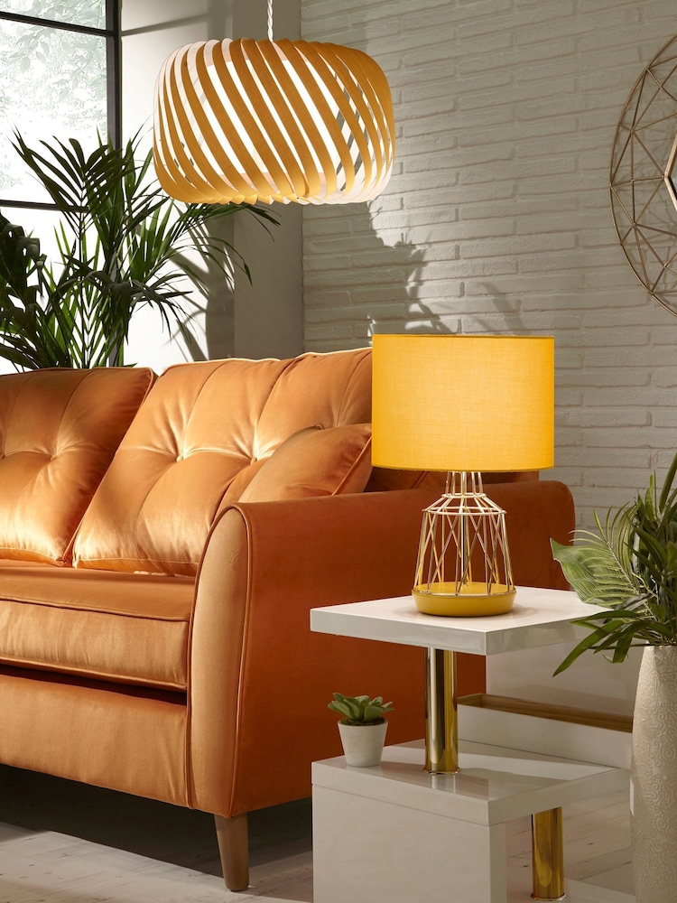 Village At Home Yellow Ribbon 100% Cotton Pendant Shade - Image 2 of 2