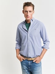 GANT Blue Stripe Regular Fit Poplin Cotton Shirt - Image 1 of 4