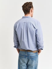 GANT Blue Stripe Regular Fit Poplin Cotton Shirt - Image 2 of 4