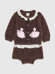 River Island Brown Swan Caridgan & Shorts Set - Image 1 of 5