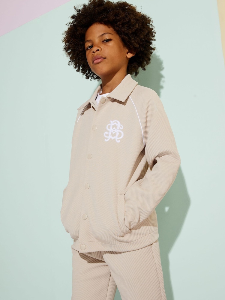 River Island Natural Button Through Jacket & Joggers Set - Image 2 of 2 River Island Natural Button Through Jacket & Joggers Set - Image 2 of 2