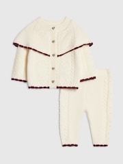 River Island Cream Cape Cardigan & Trousers Set - Image 1 of 5