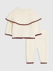River Island Cream Cape Cardigan & Trousers Set - Image 2 of 5
