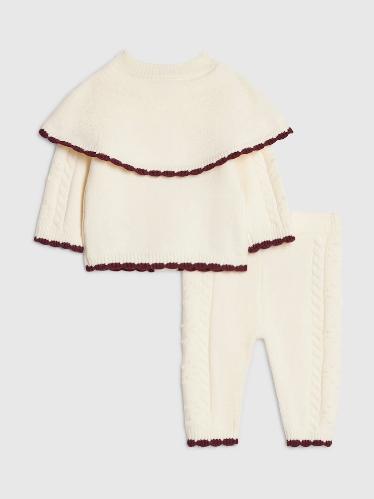 River Island Cream Cape Cardigan & Trousers Set - Image 2 of 5 River Island Cream Cape Cardigan & Trousers Set - Image 2 of 5