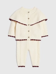 River Island Cream Cape Cardigan & Trousers Set - Image 3 of 5