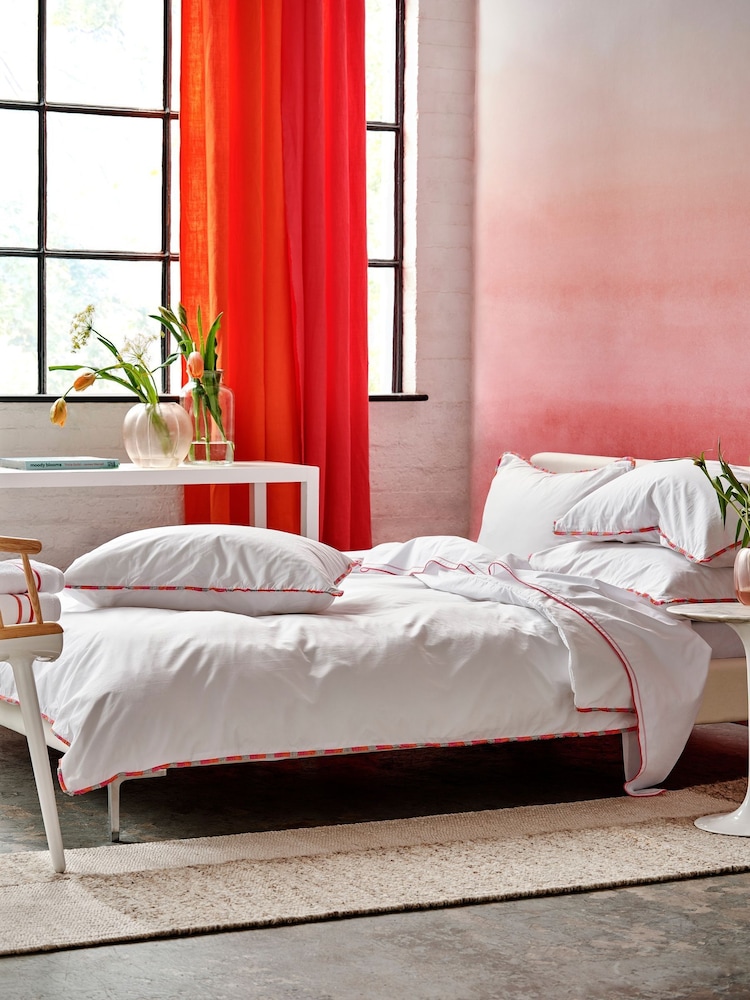 Designers Guild Fuchsia Pink Burlington Fringe 400 Thread Count Duvet Cover and Pillowcase Set - Image 2 of 5 Designers Guild Fuchsia Pink Burlington Fringe 400 Thread Count Duvet Cover and Pillowcase Set - Image 2 of 5