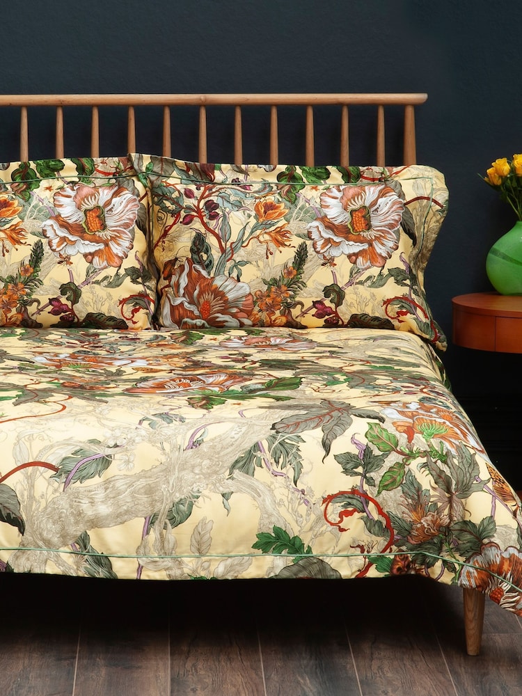 Timorous Beasties Yellow Set Of 2 Papaver Mimosa 220 Thread Count Pillowcase - Image 2 of 6 Timorous Beasties Yellow Set Of 2 Papaver Mimosa 220 Thread Count Pillowcase - Image 2 of 6