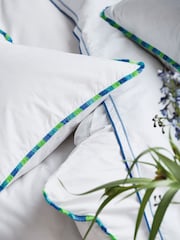 Designers Guild Cobalt Blue Burlington Fringe 400 Thread Count Duvet Cover and Pillowcase Set - Image 3 of 6
