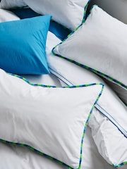 Designers Guild Cobalt Blue Burlington Fringe 400 Thread Count Duvet Cover and Pillowcase Set - Image 4 of 6