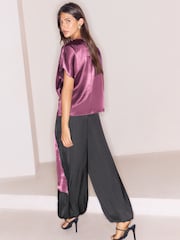 Lipsy Purple Satin Draped T-Shirt - Image 6 of 6