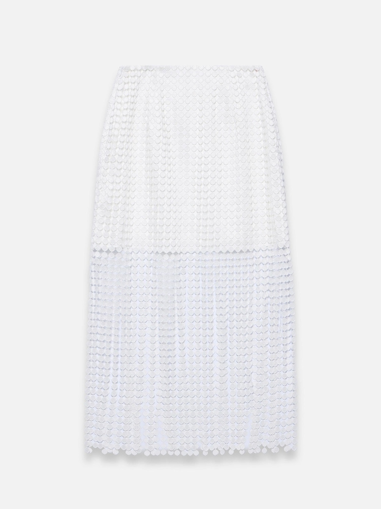 Mint Velvet Cream Disc Detail Fringed Midi Skirt - Image 8 of 8