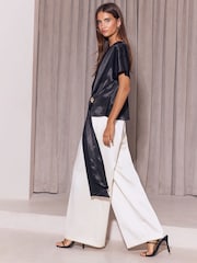 Lipsy Black Satin Draped T-Shirt - Image 2 of 5