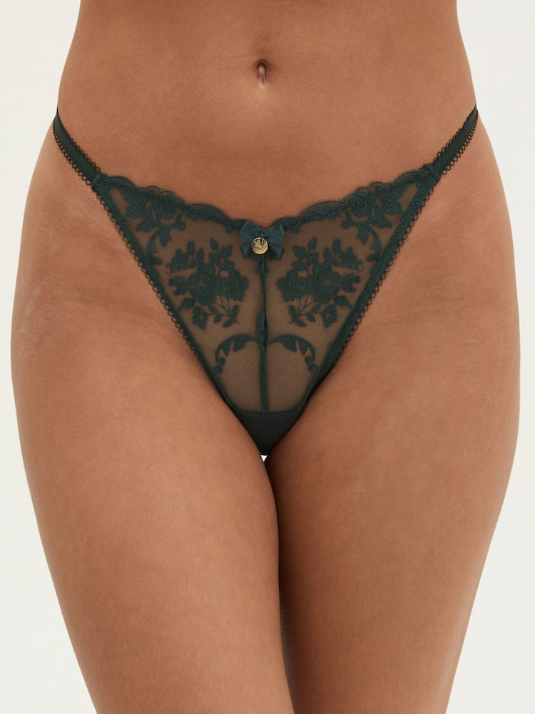 Boux Avenue Green Zoe embroidered thong Knickers - Image 1 of 6 Boux Avenue Green Zoe embroidered thong Knickers - Image 1 of 6