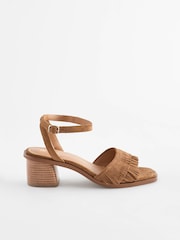 Tan Brown Forever Comfort® Fringe Heeled Sandals - Image 4 of 9