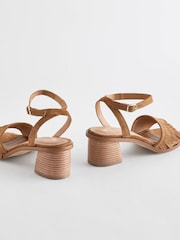 Tan Brown Forever Comfort® Fringe Heeled Sandals - Image 6 of 9