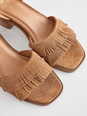 Tan Brown Forever Comfort® Fringe Heeled Sandals - Image 9 of 9