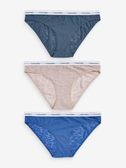 Calvin Klein Blue Modern Logo Lace Bikini Bottoms 3 Pack - Image 1 of 7