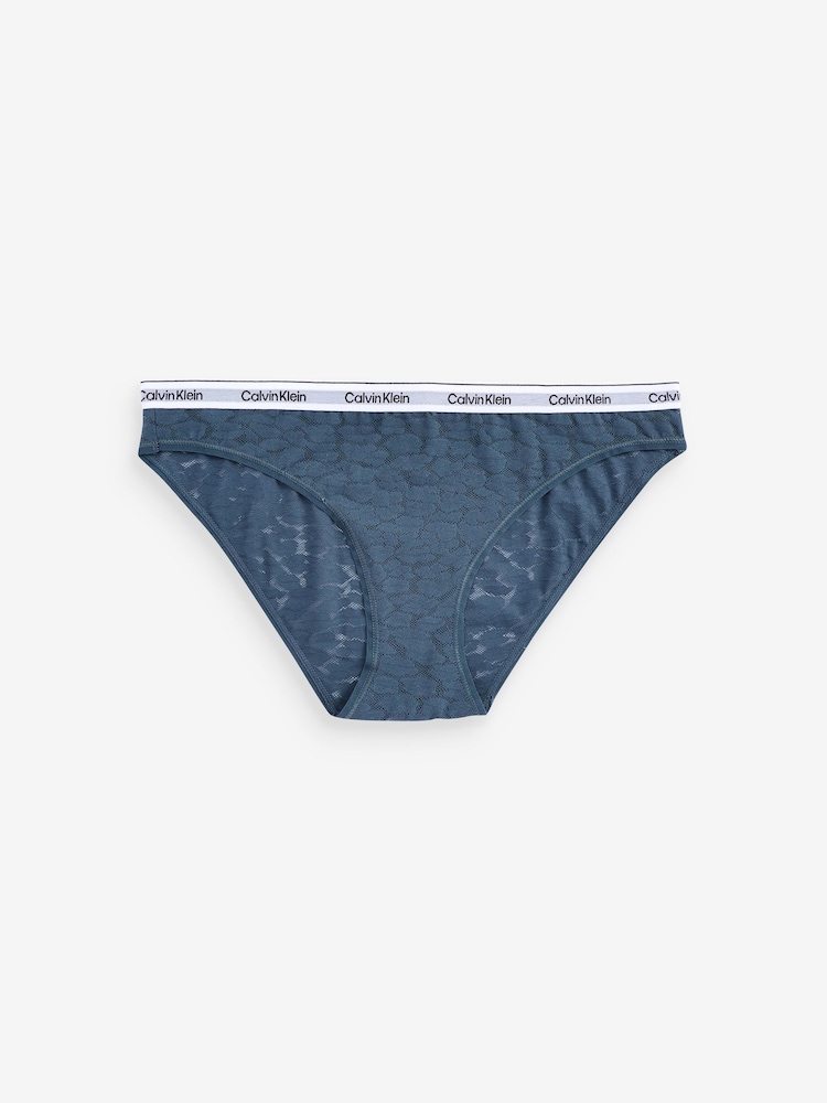 Calvin Klein Blue Modern Logo Lace Bikini Bottoms 3 Pack - Image 2 of 7