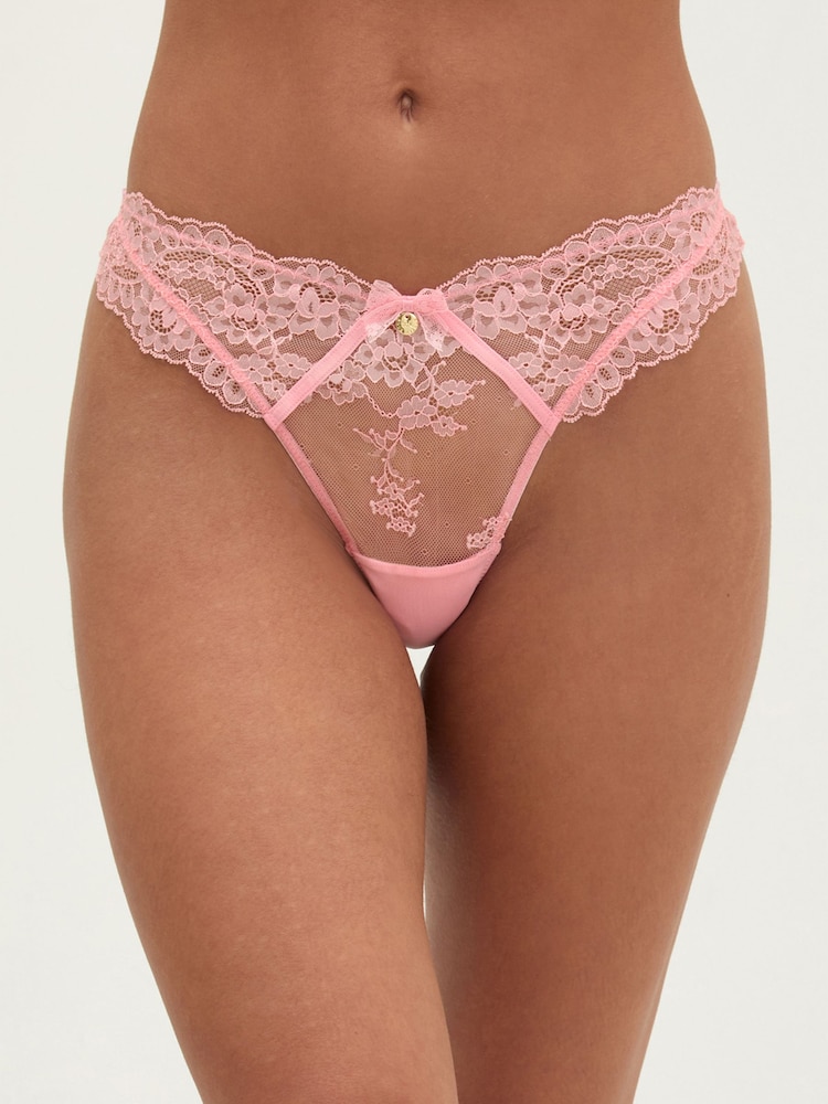 Boux Avenue Pink Elsbeth Lace Thong - Image 1 of 5 Boux Avenue Pink Elsbeth Lace Thong - Image 1 of 5