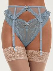Boux Avenue Blue Carlotta Lace Suspender Belt - Image 2 of 5