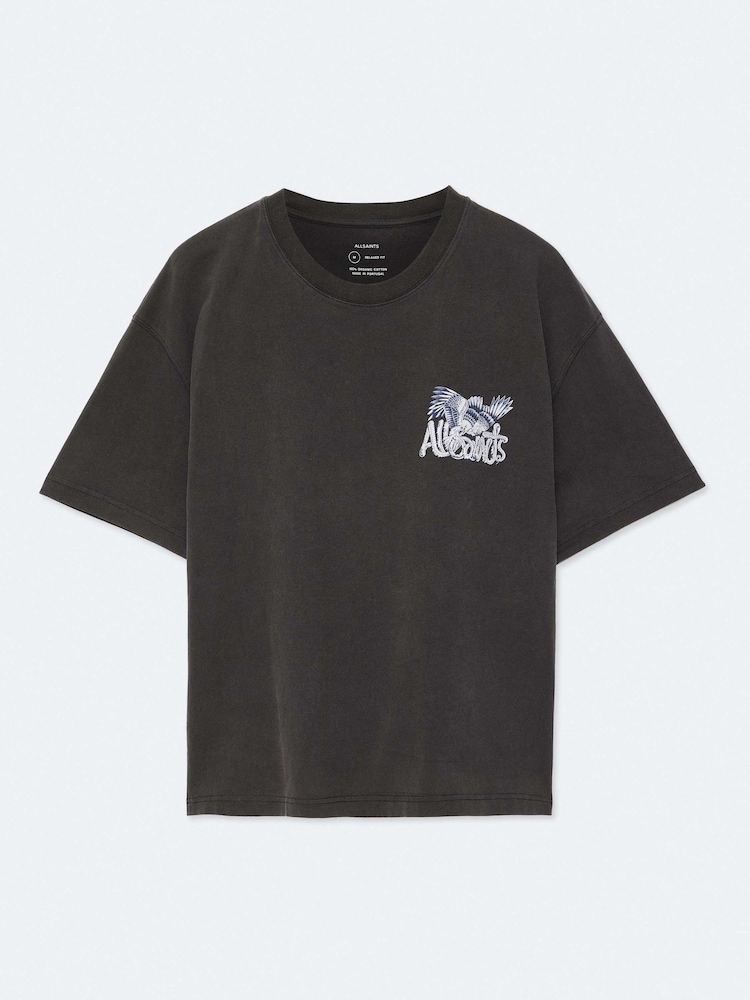 AllSaints Black Battles Short Sleeve Crew Neck T-Shirt - Image 8 of 8