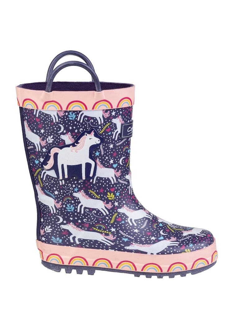 Cotswold Junior Purple Waterproof Sprinkle Wellington Boots - Image 1 of 4