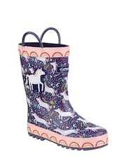 Cotswold Junior Purple Waterproof Sprinkle Wellington Boots - Image 3 of 4