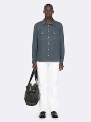 AllSaints Blue Bond Long Sleeve Shirt - Image 3 of 8