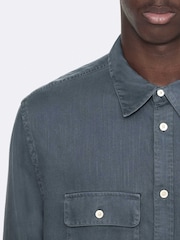 AllSaints Blue Bond Long Sleeve Shirt - Image 4 of 8