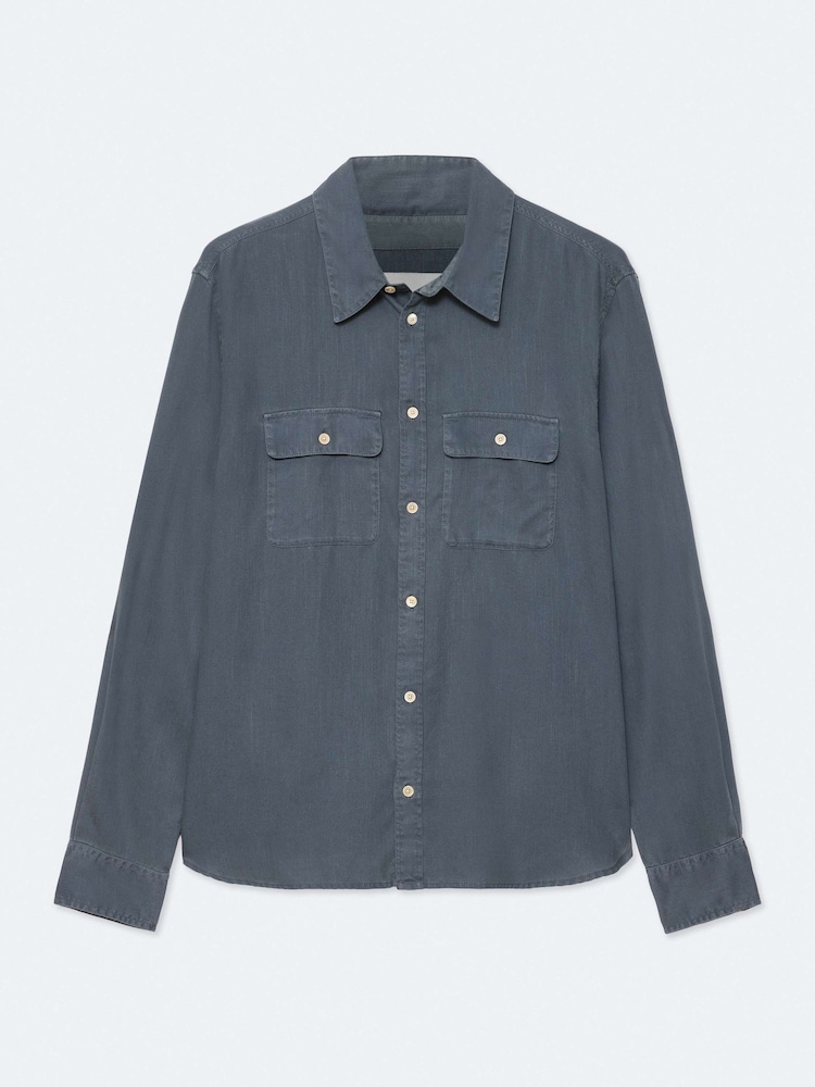 AllSaints Blue Bond Long Sleeve Shirt - Image 8 of 8