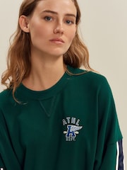 Grün - Sweatshirt mit Rundhalsausschnitt, Grafik und Seitenstreifen - Bild 4 von 6