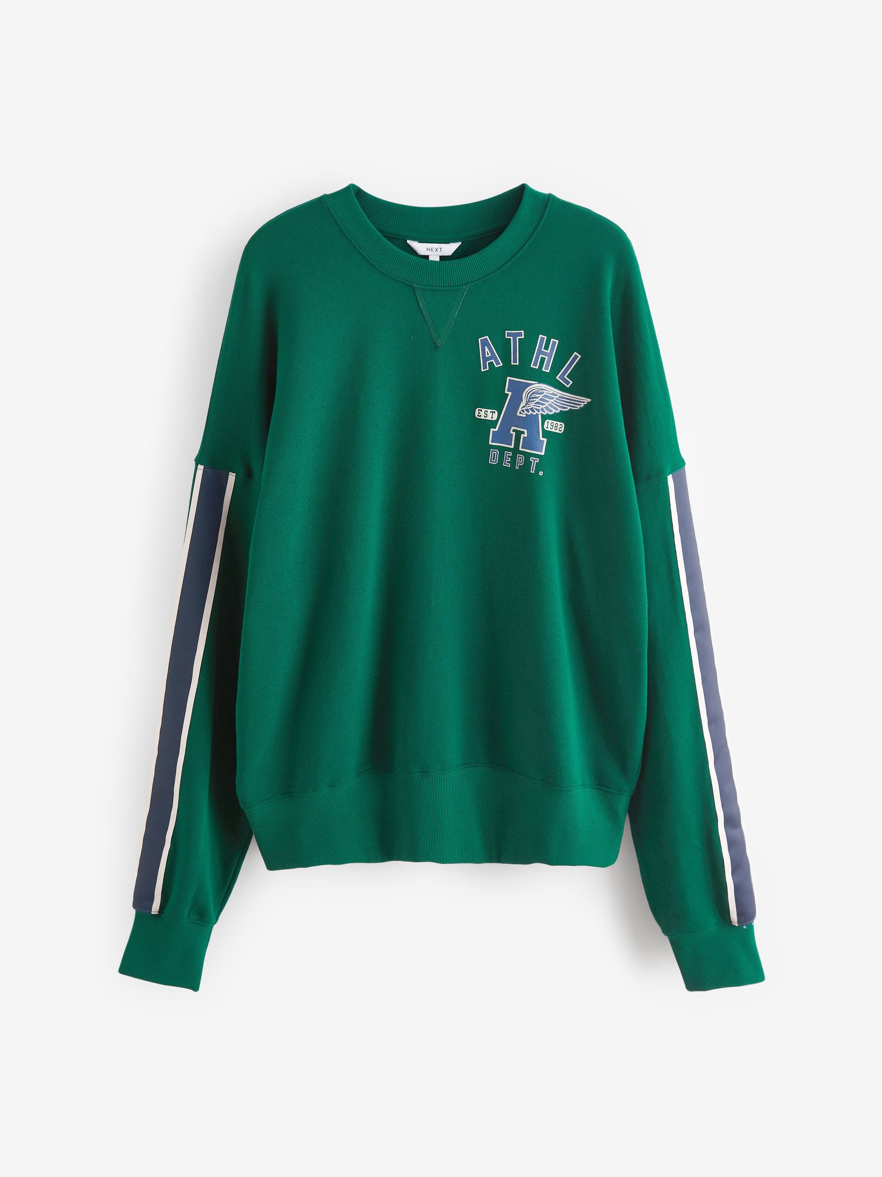 Buy Green Side Stripe Graphic Crew Neck Sweatshirt from Next Luxembourg