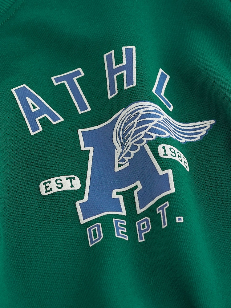 Grün - Sweatshirt mit Rundhalsausschnitt, Grafik und Seitenstreifen - Bild 6 von 6