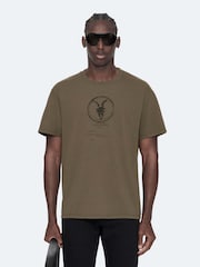 AllSaints Brown Tier Short Sleeve Crew Neck T-Shirt - Image 1 of 8