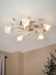 Visconte by BHS Ivory/ Brown Leaves Siena 5 Light Ceiling Light - Image 1 of 6