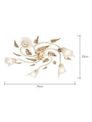 Visconte by BHS Ivory/ Brown Leaves Siena 5 Light Ceiling Light - Image 4 of 6