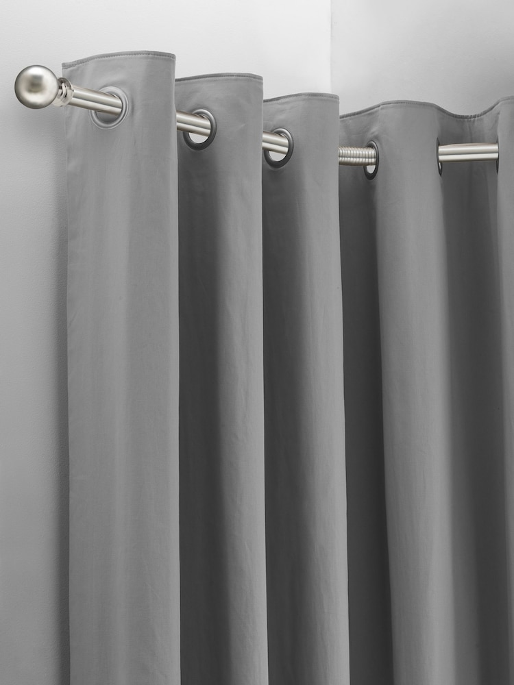 Brushed Silver 4m Bendable Bay Window Curtain Pole Kit - Image 1 of 4