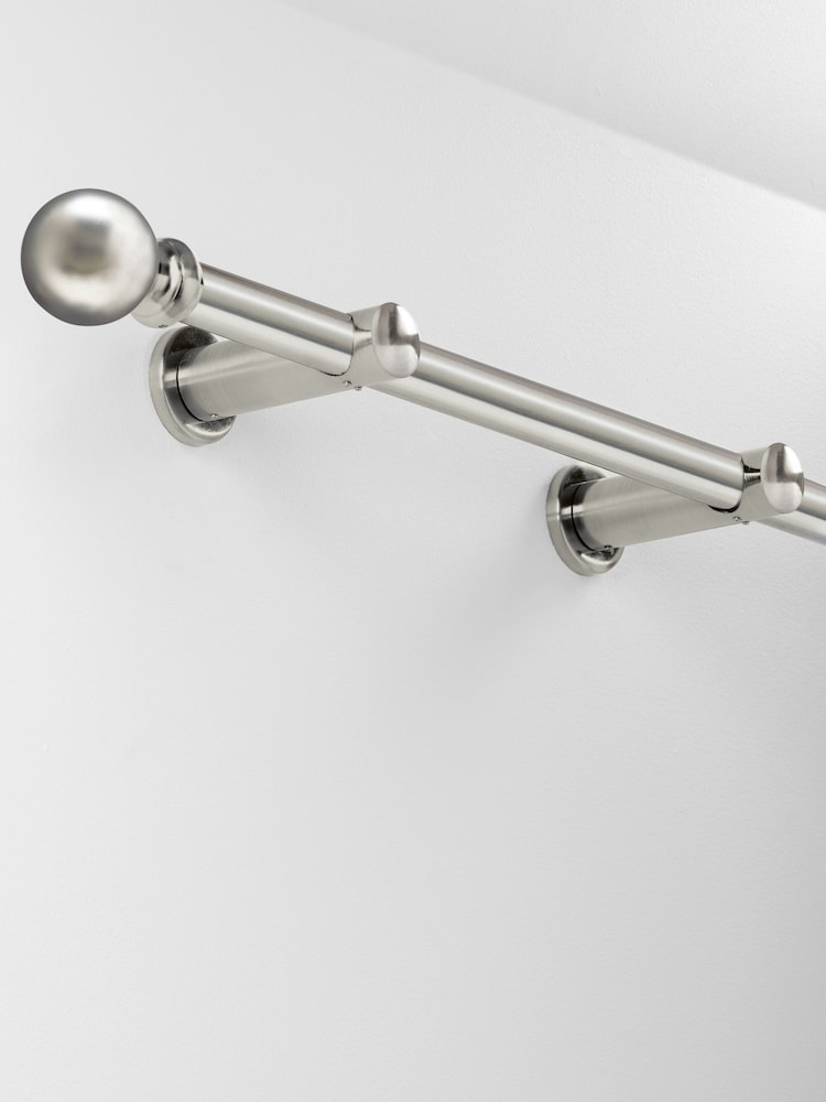 Brushed Silver 4m Bendable Bay Window Curtain Pole Kit - Image 2 of 4