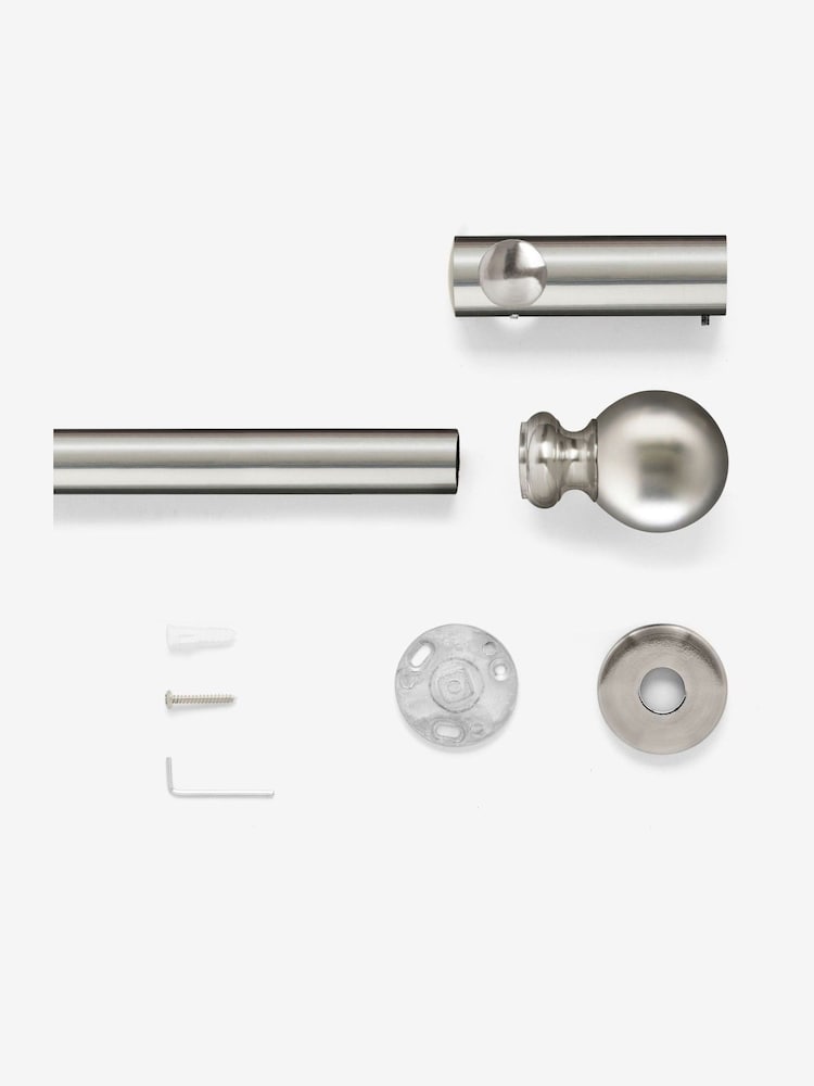 Brushed Silver 4m Bendable Bay Window Curtain Pole Kit - Image 4 of 4