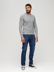 Superdry Light Grey Waffle Long Sleeve Henley Top - Image 2 of 6