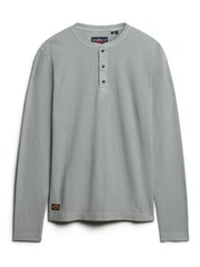 Superdry Light Grey Waffle Long Sleeve Henley Top - Image 4 of 6