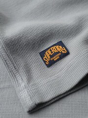 Superdry Light Grey Waffle Long Sleeve Henley Top - Image 6 of 6