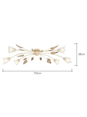Visconte by BHS Ivory/ Brown Leaves Siena 6 lt Oval Ceiling Light - Image 4 of 6