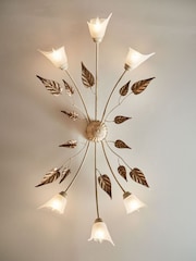 Visconte by BHS Ivory/ Brown Leaves Siena 6 lt Oval Ceiling Light - Image 5 of 6
