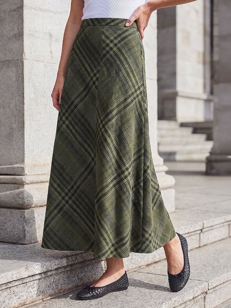 Roman Green Print Midi Skirt - Image 1 of 4 Roman Green Print Midi Skirt - Image 1 of 4